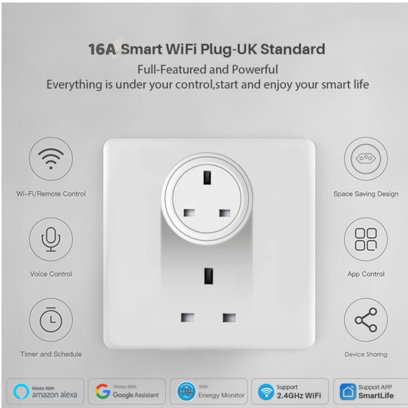 12 Tuya Smart Socket WiFi UK Plug with Energy Monitoring