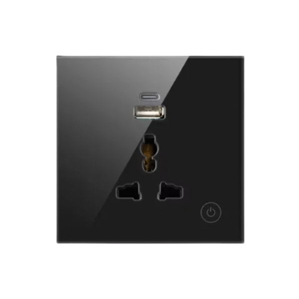 black single socket WiFi Tuya 16A Wall Single Sockets USB Type-C