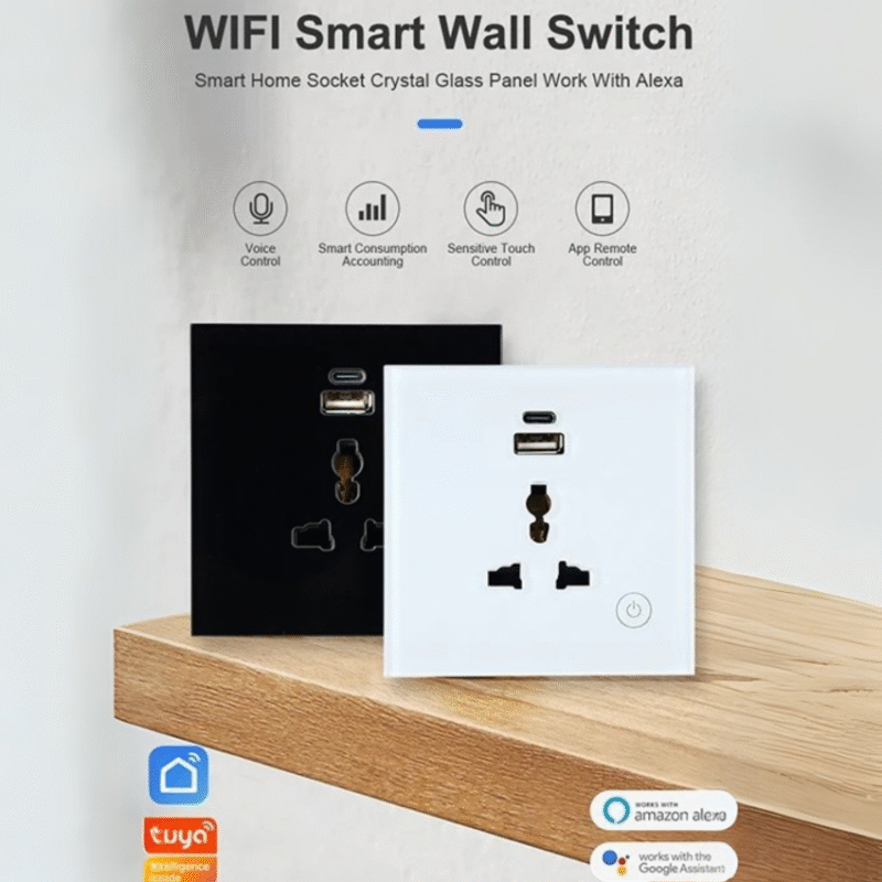 WiFi Tuya 16A Wall Single Sockets USB Type-C
