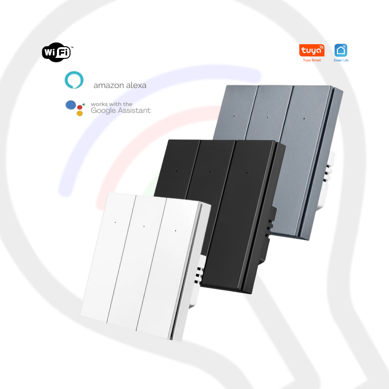 Three Gang Tuya WiFi Press Button Switch DS Three Gang Tuya WiFi Press Button Switch DS